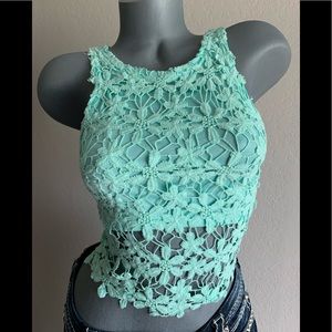 NWT Tobi Mint Floral Lace Top XS